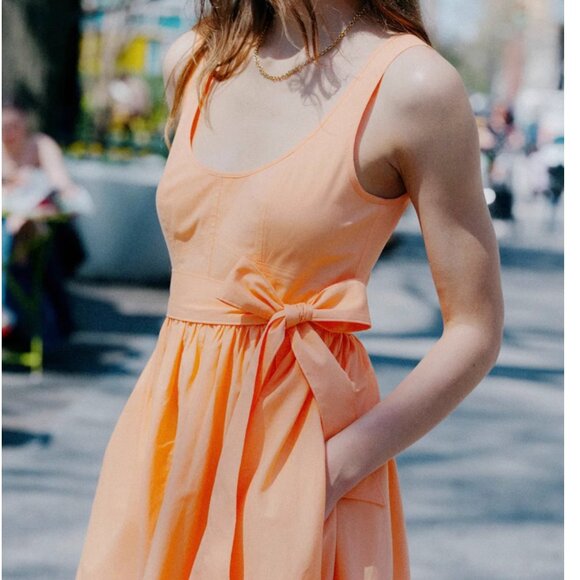 Cinq à Sept 5a7 Kilah Cotton Midi Dress Sz10/12 Marmalade Orange - Picture 8 of 9